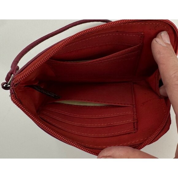 Fossil Floral Print Wristlet Wallet With Red Strap & Zipper Closure - Picture 7 of 13